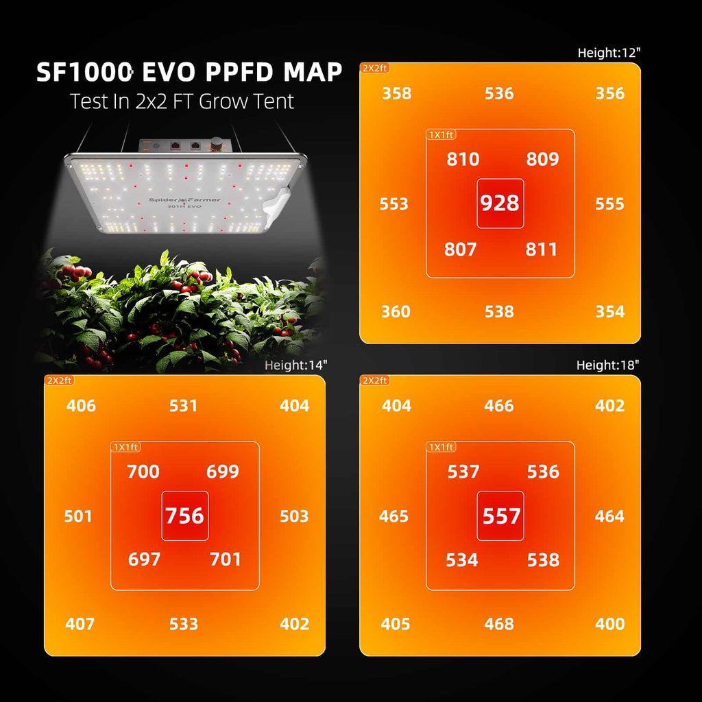Spider Farmer® 60x60cm Complete Grow Kit丨SF1000 301H EVO LED Grow Light丨4” Ventilation with Speed Controller