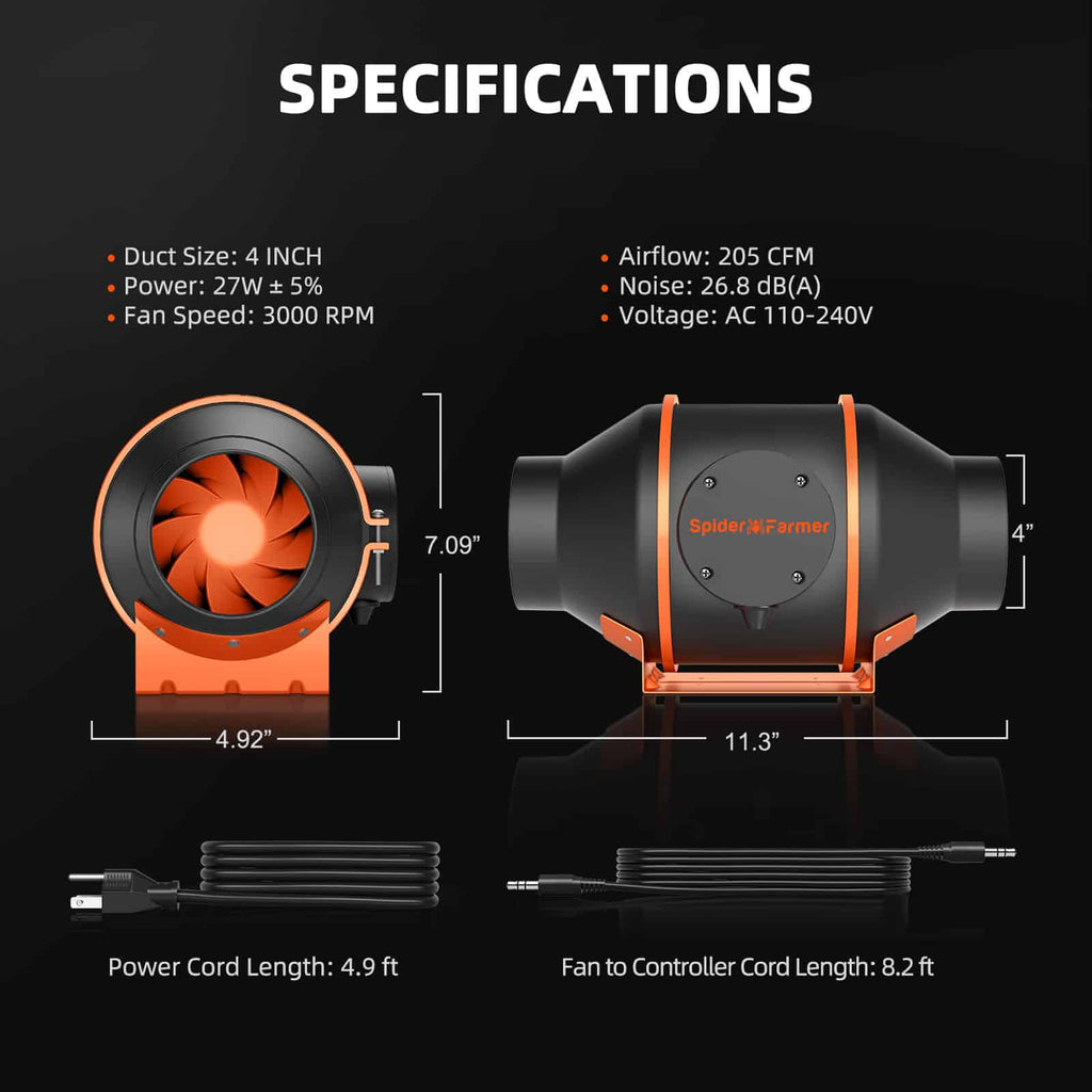 Spider Farmer® 60x120cm Complete Grow Kit丨SF2000 LED Grow Light丨4” Ventilation with Speed Controller